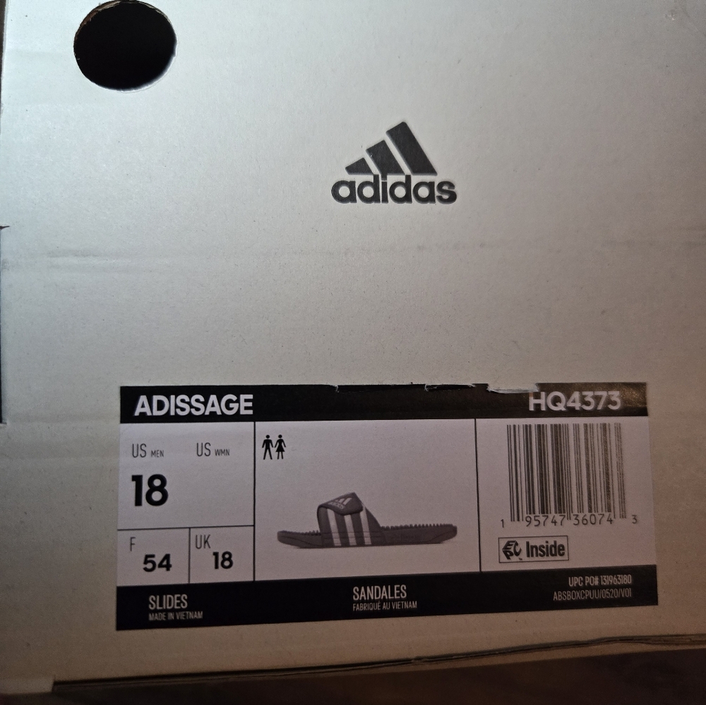 NEW Adidas Slides Gray White Size 18 US Men New In Box - Picture 4 of 4